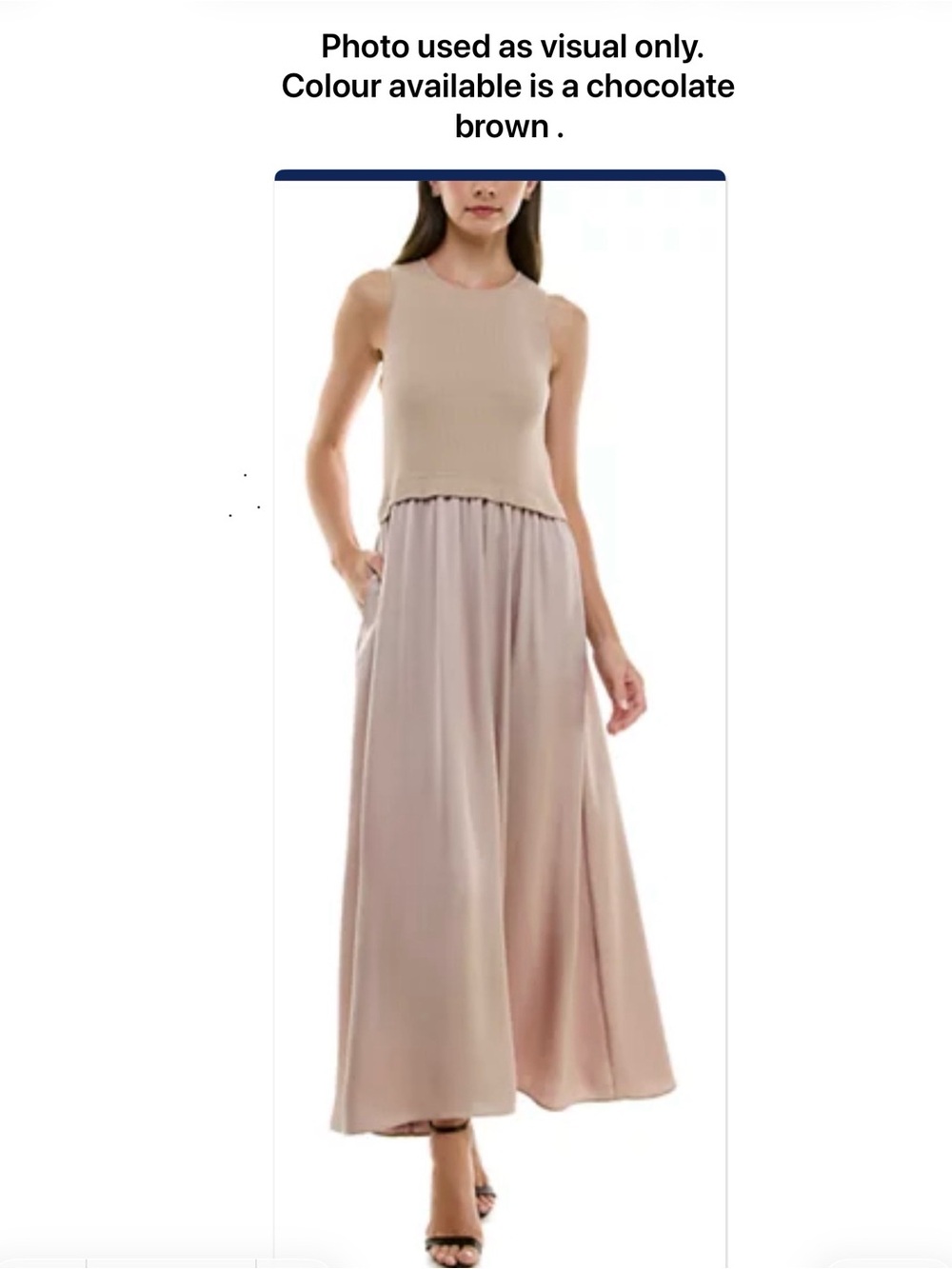 Taylor Maxi Chocolate 2 Fer Sleeveless Sweater Dress with Pockets.